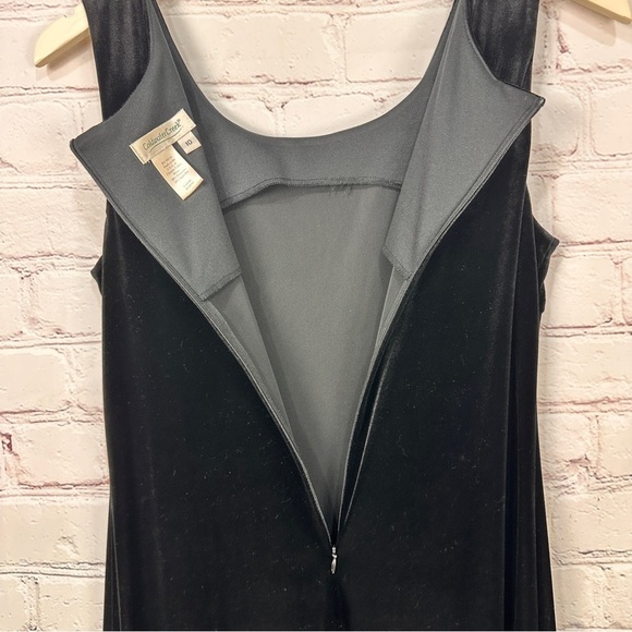 Witchycore Whimsigoth Dress maxi 10 Black Sleeveless Crushed Velvet Midi stretch - Picture 6 of 11